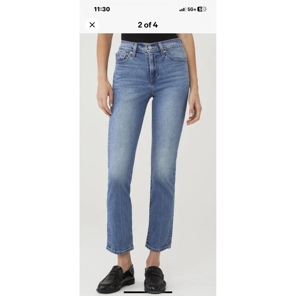 Levi's Wedgie Straight Jeans Womens Size 27 Button Fly Blue Denim